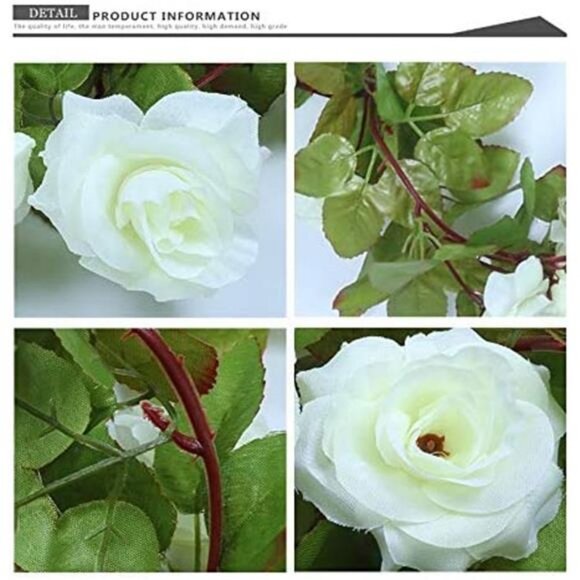 4 Pack (29.8 FT) Artificial Rose Vine Flowers Garland Hanging Baskets Rose Ivy - Picture 10 of 14